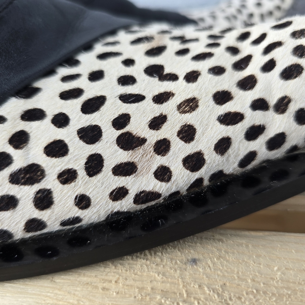 Zota G737-4 Black White Leopard Hair Lace Up Pointed Toe Shoes Metal Tip Size 10 - Picture 13 of 16